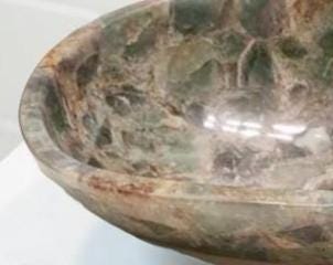 Natural Green Fluorite Agate Sink – Oval Quartz Stone Wash Basin – Agate Stone Bathroom or Kitchen Sink – Gemstone Wash Basin Unique Handicrafts IND