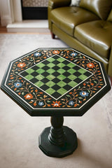Large Marble Chess Board – Semi-Precious Stone Inlay Floral Pietra Dura Art – Handmade Living Room Decor Gift for Him Unique Handicrafts IND