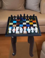 Premium Handmade Black Marble Chess Set with Semi-Precious Inlay Stone Arts - Perfect Father's Day Gift Unique Handicrafts IND