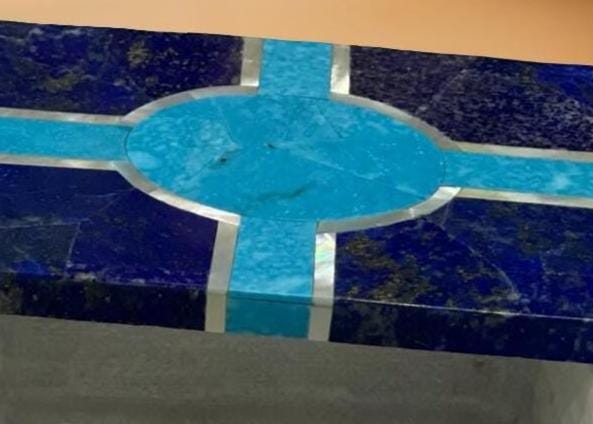 Lapis Lazuli Jewelry Box with Marble & Turquoise Inlay – Personalized Stone Art Gift for Women Unique Handicrafts IND