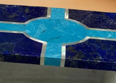 Lapis Lazuli Jewelry Box with Marble & Turquoise Inlay – Personalized Stone Art Gift for Women Unique Handicrafts IND