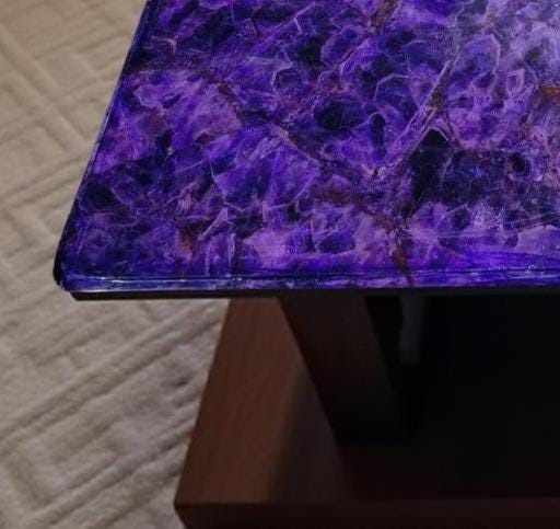 Amethyst Crystal Coffee Table | Purple Gemstone Furniture for Living Room | Handmade Stone Table | Luxury Home Decor Accent Piece Unique Handicrafts IND