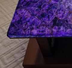Amethyst Crystal Coffee Table | Purple Gemstone Furniture for Living Room | Handmade Stone Table | Luxury Home Decor Accent Piece Unique Handicrafts IND