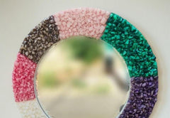 Mixed Agate Quartz Wall Mirror | Gemstone Mirror for Home Decor | Handmade Crystal Wall Art | Decorative Stone Accent Mirror Unique Handicrafts IND