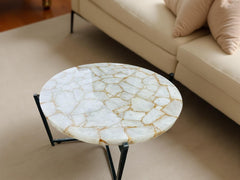 Stone Round Table Top | Quartz Table Top | Handmade Quartz Coffee Table for Home Decor | Natural Gemstone Furniture Unique Handicrafts IND