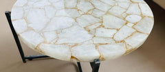 Stone Round Table Top | Quartz Table Top | Handmade Quartz Coffee Table for Home Decor | Natural Gemstone Furniture Unique Handicrafts IND