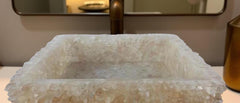Custom Quartz Sink with Integrated Countertop – Bathroom Vanity Top, Vessel Sink, Quartz Vanity – Made to Order Bathroom Decor Unique Handicrafts IND