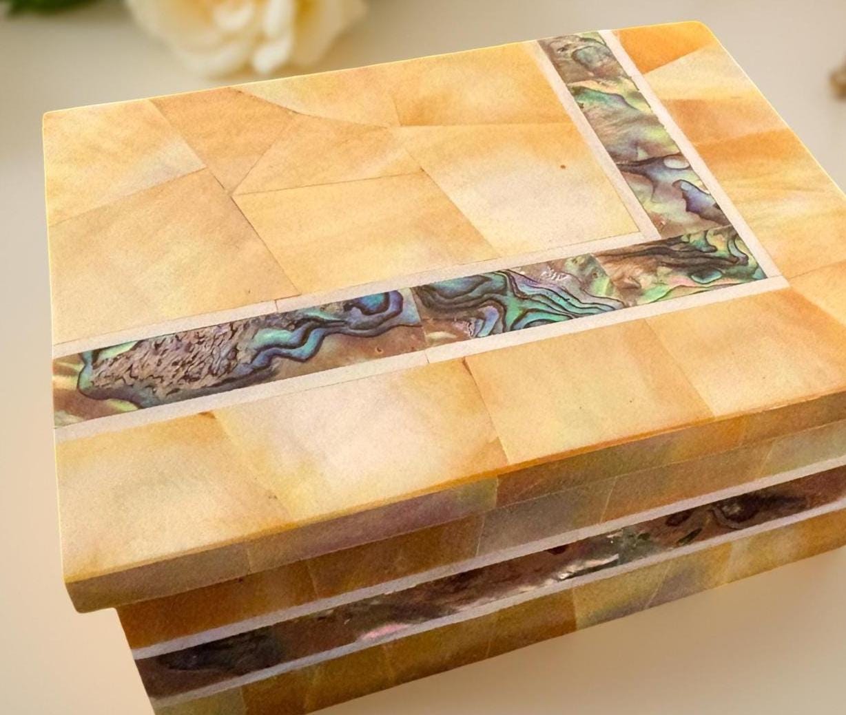 Personalized Mother of Pearl Jewelry Box – Custom Engraved Keepsake Organizer – Wedding Gift for Bride – Mother’s Day Gift for Mom Unique Handicrafts IND