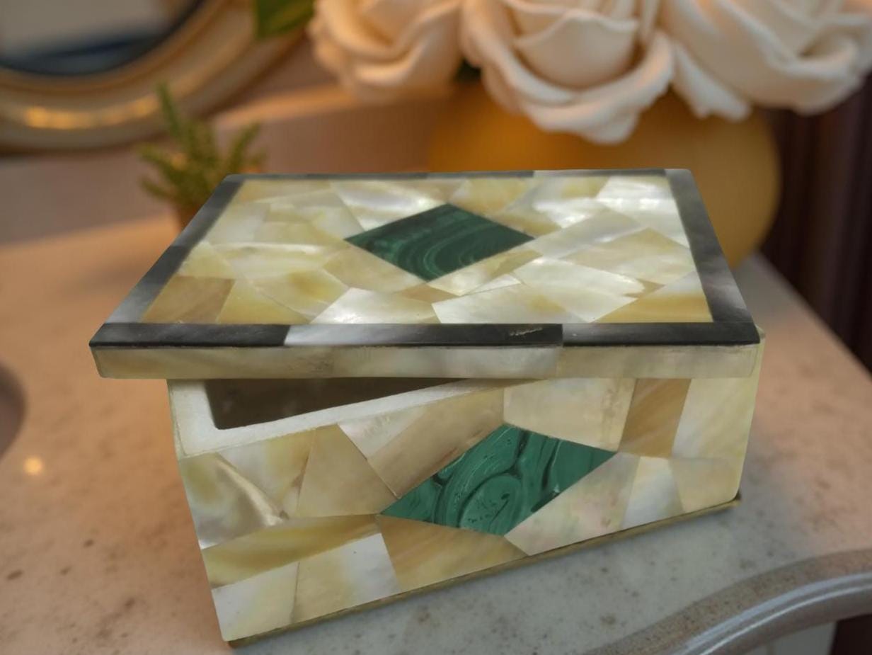 Mother of Pearl Jewelry Box | Handmade Keepsake Box | Luxury Collectible Gift for Loved One | Elegant Trinket Storage Box Unique Handicrafts IND