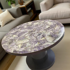 Amethyst Gemstone Dining Table – Handmade Purple Agate Countertop – Interior Art Furniture Unique Handicrafts IND