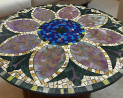 Handmade Black Marble Coffee Table | Semi-Precious Stone Inlay | Mosaic Art Mid Century Modern Furniture for Living Room Unique Handicrafts IND