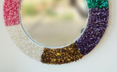 Mixed Agate Quartz Wall Mirror | Gemstone Mirror for Home Decor | Handmade Crystal Wall Art | Decorative Stone Accent Mirror Unique Handicrafts IND