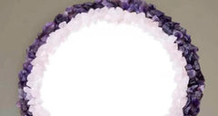 Amethyst & White Quartz Crystal Wall Mirror – Purple Gemstone Hanging Accent – Decorative Glass Wall Decor for Home or Office Unique Handicrafts IND