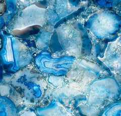 Beautiful Blue Agate Coffee Table | Round Natural Stone Table Handmade | Modern Luxury Gemstone Furniture for Home Decor Unique Handicrafts IND