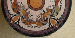 Black Marble Round Table – Carnelian Inlay Italian Art – Handmade Stone Table for Home & Office Décor – Unique Gift Unique Handicrafts IND