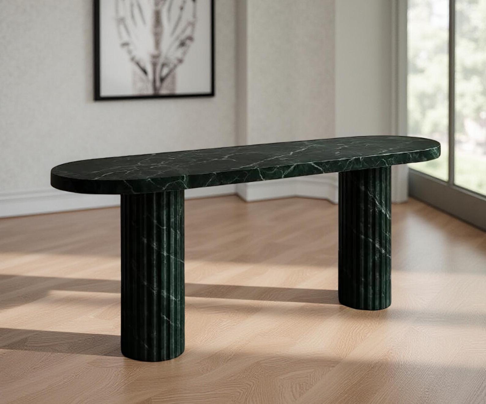 Buy Green Marble Console Table & Entryway Table – Hall Table, Bedside Table, Corner Table With Marble Stand Unique Handicrafts IND