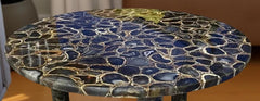 Elegant Black Agate Coffee Table Round with Stand | Mid Century Modern Handmade Stone Table | Luxury Gemstone Furniture for Home Decor Unique Handicrafts IND