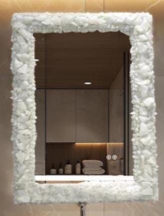 Luxury White Crystal Quartz Wall Mirror | Handmade Gemstone Mirror for Home & Bathroom Decor | Luxury Crystal Wall Art Interior Design Unique Handicrafts IND