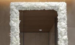 Luxury White Crystal Quartz Wall Mirror | Handmade Gemstone Mirror for Home & Bathroom Decor | Luxury Crystal Wall Art Interior Design Unique Handicrafts IND