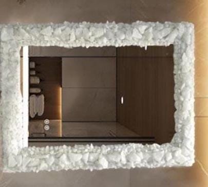 Luxury White Crystal Quartz Wall Mirror | Handmade Gemstone Mirror for Home & Bathroom Decor | Luxury Crystal Wall Art Interior Design Unique Handicrafts IND