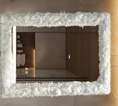 Luxury White Crystal Quartz Wall Mirror | Handmade Gemstone Mirror for Home & Bathroom Decor | Luxury Crystal Wall Art Interior Design Unique Handicrafts IND