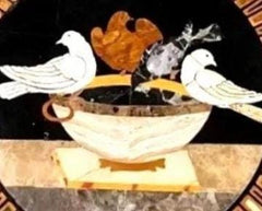 Luxury Black Marble Coffee Table with Pigeon Inlay, Handmade Pietradura Art Table, Semi Precious Stone Home Decor, Luxury Marble Furniture Unique Handicrafts IND