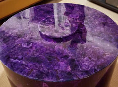 Amethyst Gemstone Lazy Susan Coffee Table – Purple Stone Table Top – Luxury Furniture for Home & Office Unique Handicrafts IND
