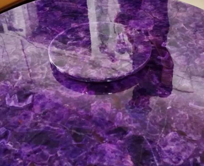 Amethyst Gemstone Lazy Susan Coffee Table – Purple Stone Table Top – Luxury Furniture for Home & Office Unique Handicrafts IND