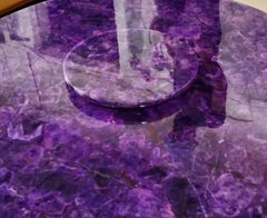 Amethyst Gemstone Lazy Susan Coffee Table – Purple Stone Table Top – Luxury Furniture for Home & Office Unique Handicrafts IND