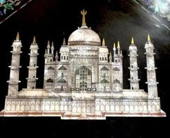 Luxury Black Marble Center Table – Taj Mahal Mother of Pearl Inlay Art – Handmade Furniture for Gift Unique Handicrafts IND