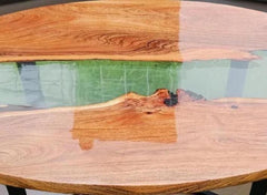 Clear Epoxy Oval Table | Live Edge Coffee Table | Handmade Resin Dining Table | Natural Wood Kitchen Table | Sofa Table | Unique Furniture Unique Handicrafts IND