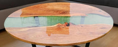 Clear Epoxy Oval Table | Live Edge Coffee Table | Handmade Resin Dining Table | Natural Wood Kitchen Table | Sofa Table | Unique Furniture Unique Handicrafts IND