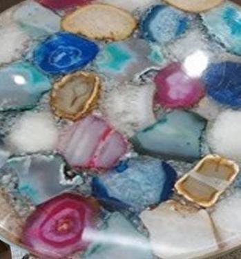 Handmade Agate Tabletop | Coffee, Center, Side, or Dining Table | Natural Stone with Wooden Stand | Unique Home Decor Furniture Unique Handicrafts IND