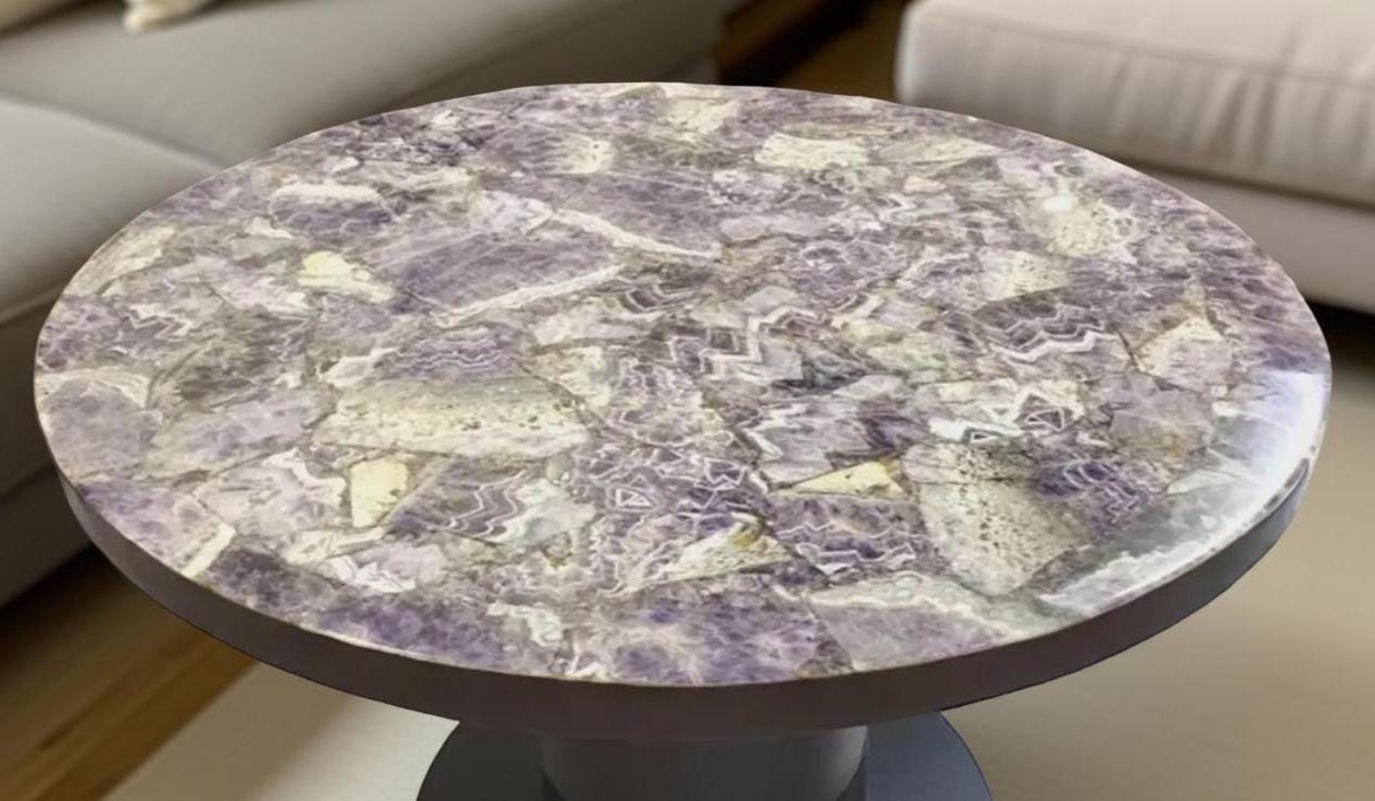 Amethyst Gemstone Dining Table – Handmade Purple Agate Countertop – Interior Art Furniture Unique Handicrafts IND