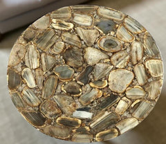 Wild Agate Round Stone Table Handmade | Natural Gemstone Center Table Home Office Decor Unique Handicrafts IND
