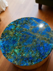 Crystal Labradorite Stone Coffee Table | Handmade Gemstone End Table Home Decor Unique Handicrafts IND