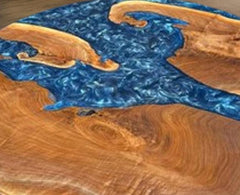 Buy Round Epoxy Dining Table – Blue Epoxy Wood Table – Handmade Round Epoxy Coffee Table – Custom Resin Tabletop Unique Handicrafts IND