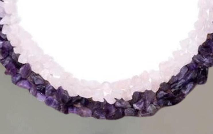 Amethyst & White Quartz Crystal Wall Mirror – Purple Gemstone Hanging Accent – Decorative Glass Wall Decor for Home or Office Unique Handicrafts IND