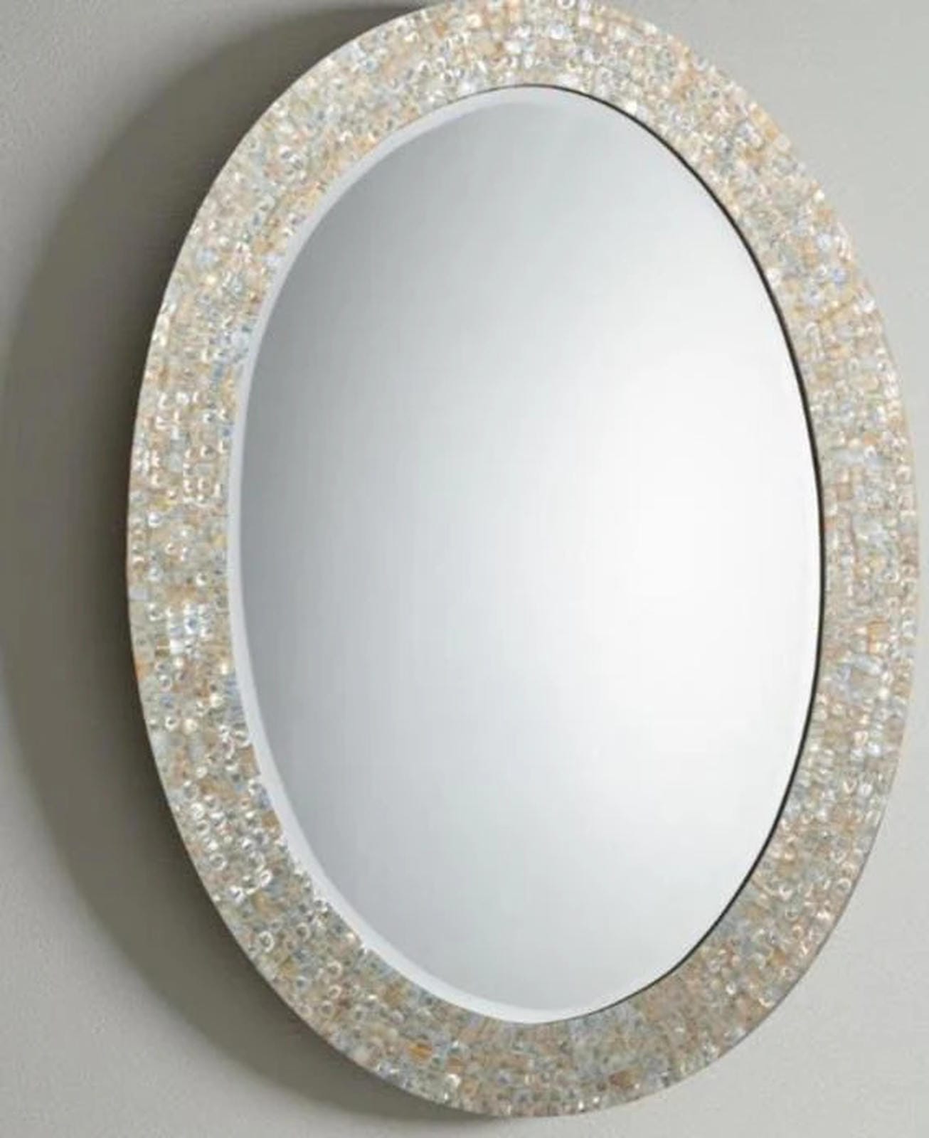 Luxury Mother of Pearl Oval Wall Hanging Mirror – Stone Home & Bathroom Interior Decor Unique Handicrafts IND
