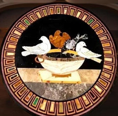 Luxury Black Marble Coffee Table with Pigeon Inlay, Handmade Pietradura Art Table, Semi Precious Stone Home Decor, Luxury Marble Furniture Unique Handicrafts IND