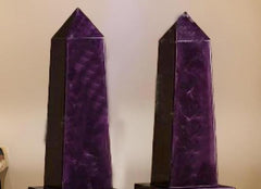 Unique Natural Purple Amethyst Obelisks Set, Handmade Crystal Decor, Healing Stone Gift for Her, Home & Office Decoration Unique Handicrafts IND