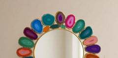 Luxury Mixed Agate Wall Mirror – Artistic Elegance for Home & Hotel Interiors Unique Handicrafts IND