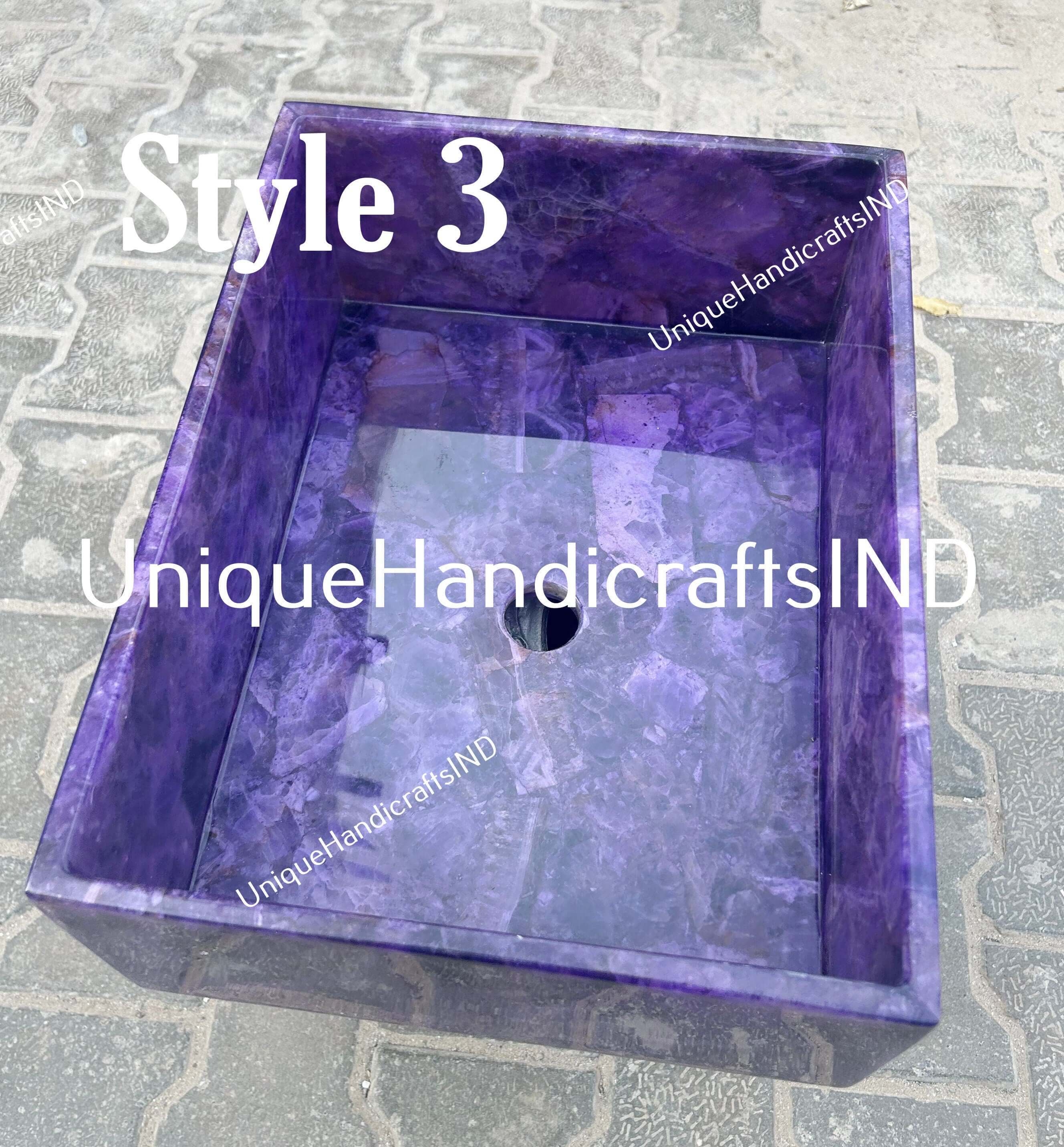 Vanity Sink in Quartz Agate for Bathroom, Kitchen, Hotel, Restaurant Decor Interior Unique Handicrafts IND