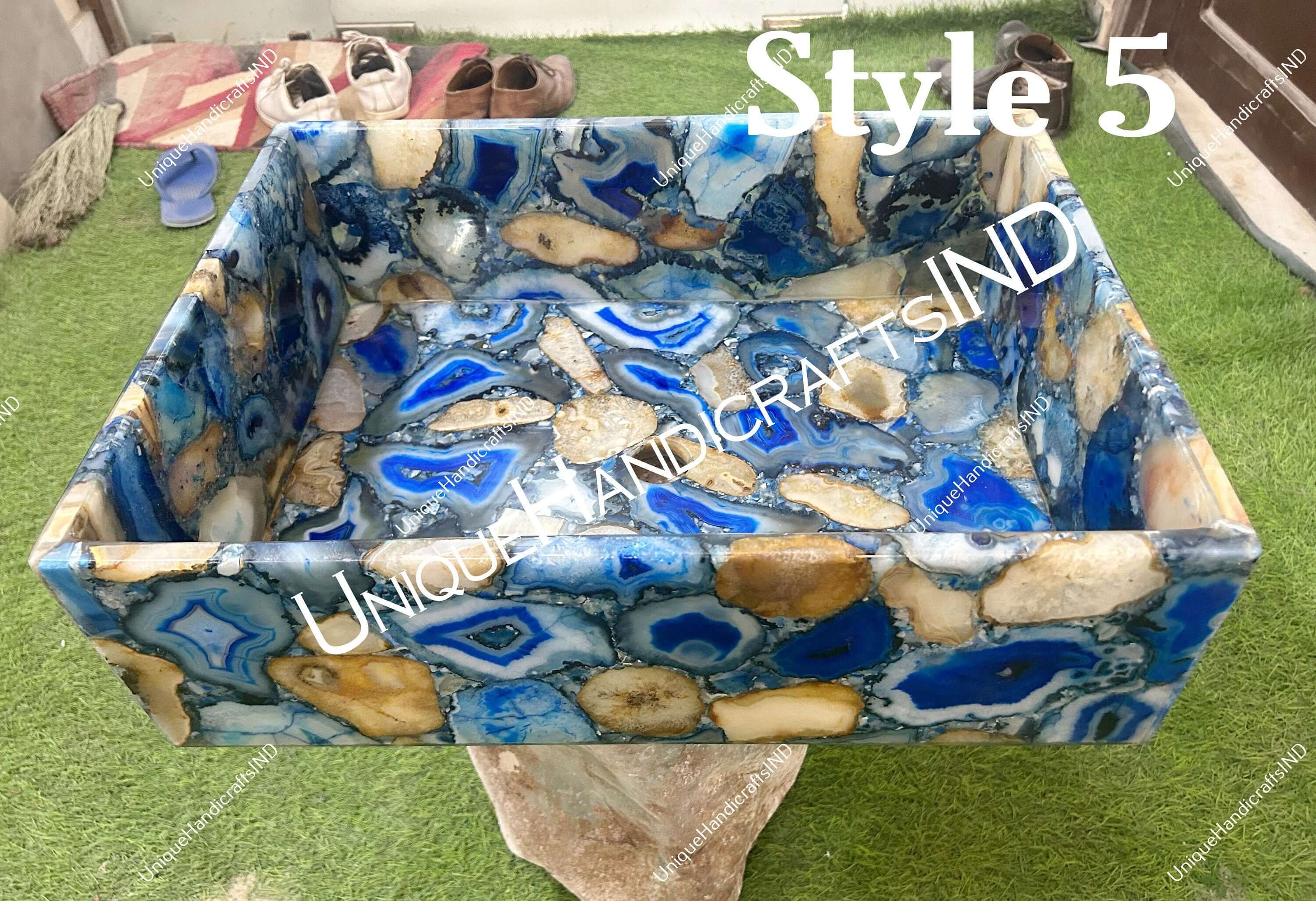 Vanity Sink in Quartz Agate for Bathroom, Kitchen, Hotel, Restaurant Decor Interior Unique Handicrafts IND